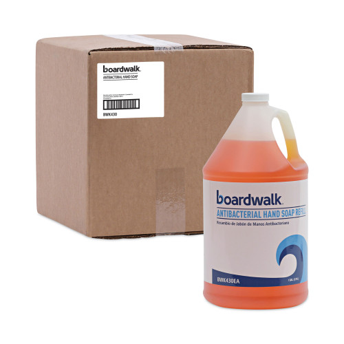 Boardwalk Antibacterial Liquid Soap， Clean Scent， 1 gal Bottle， 4/Carton (430CT)