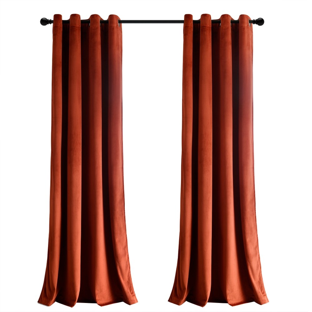 Lush Decor Prima Velvet Solid 100 Percent Lined Blackout Grommet Window Curtain Panel Single