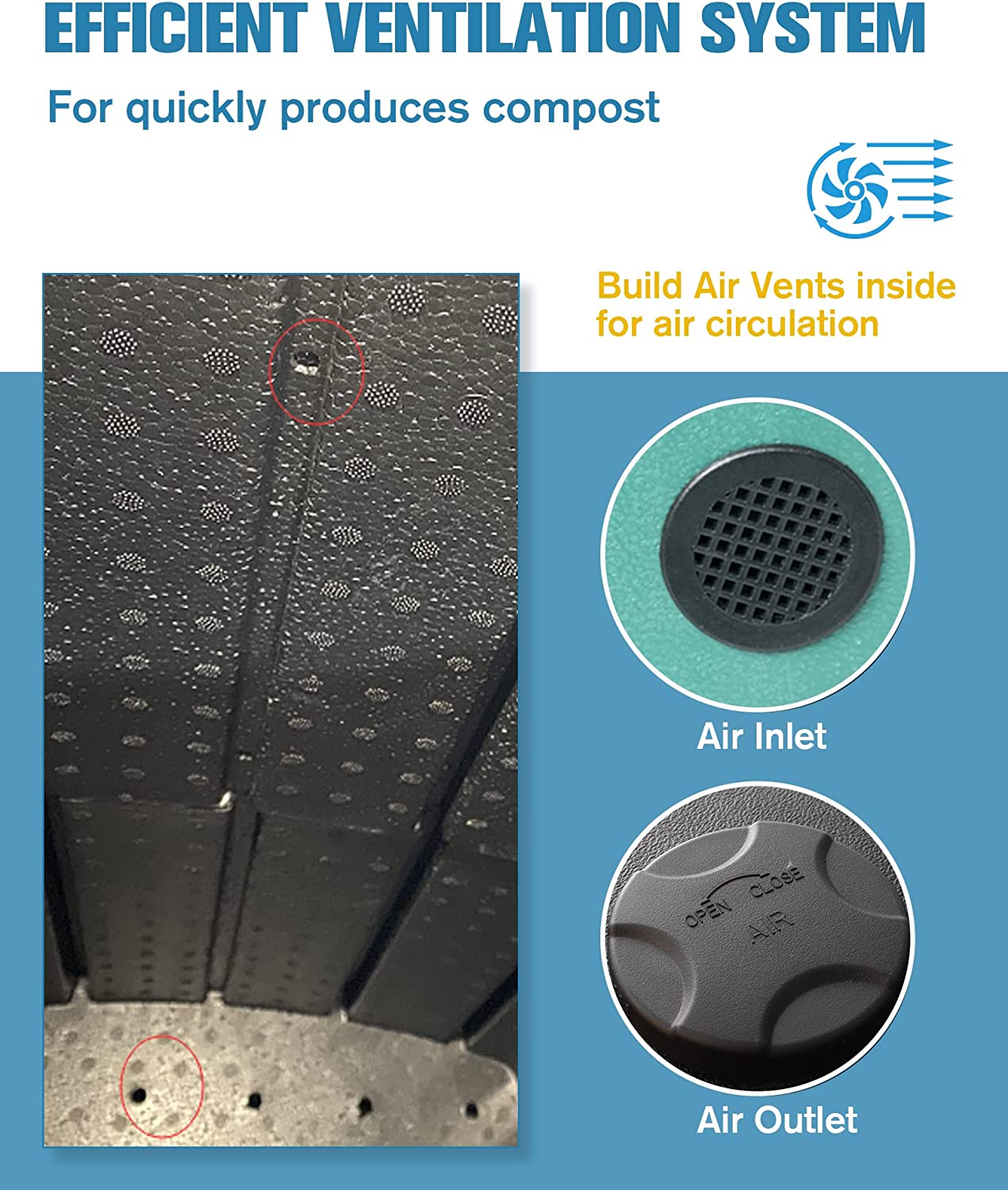 Insulated Compost Bin with Ventilation System - Quickly Composting All Year Round,A Reservoir at The Bottom Design to Collect The Leachate (Green)