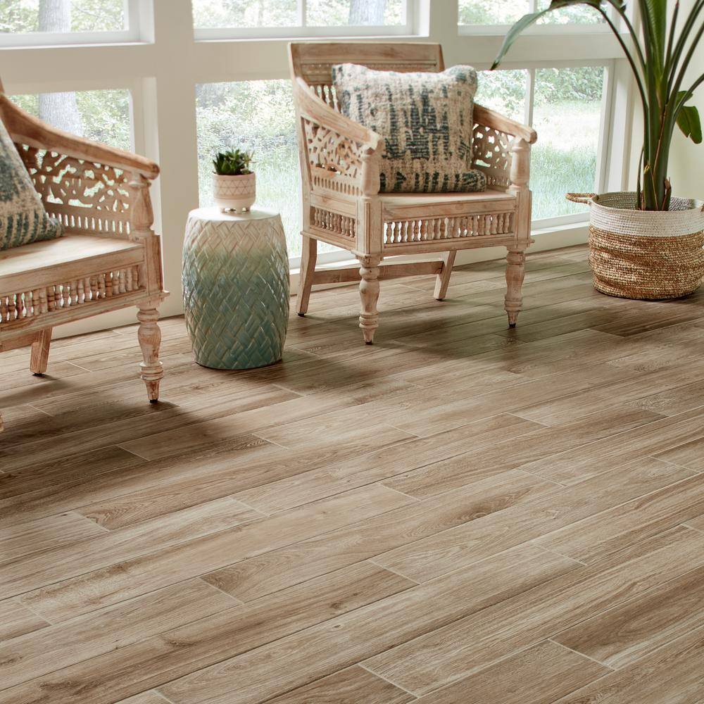 Daltile Trace Meadow Golden Brown 6 in. x 36 in. Glazed Porcelain Floor and Wall Tile (348 sq. ft.Pallet) TM07636HDPL1PR