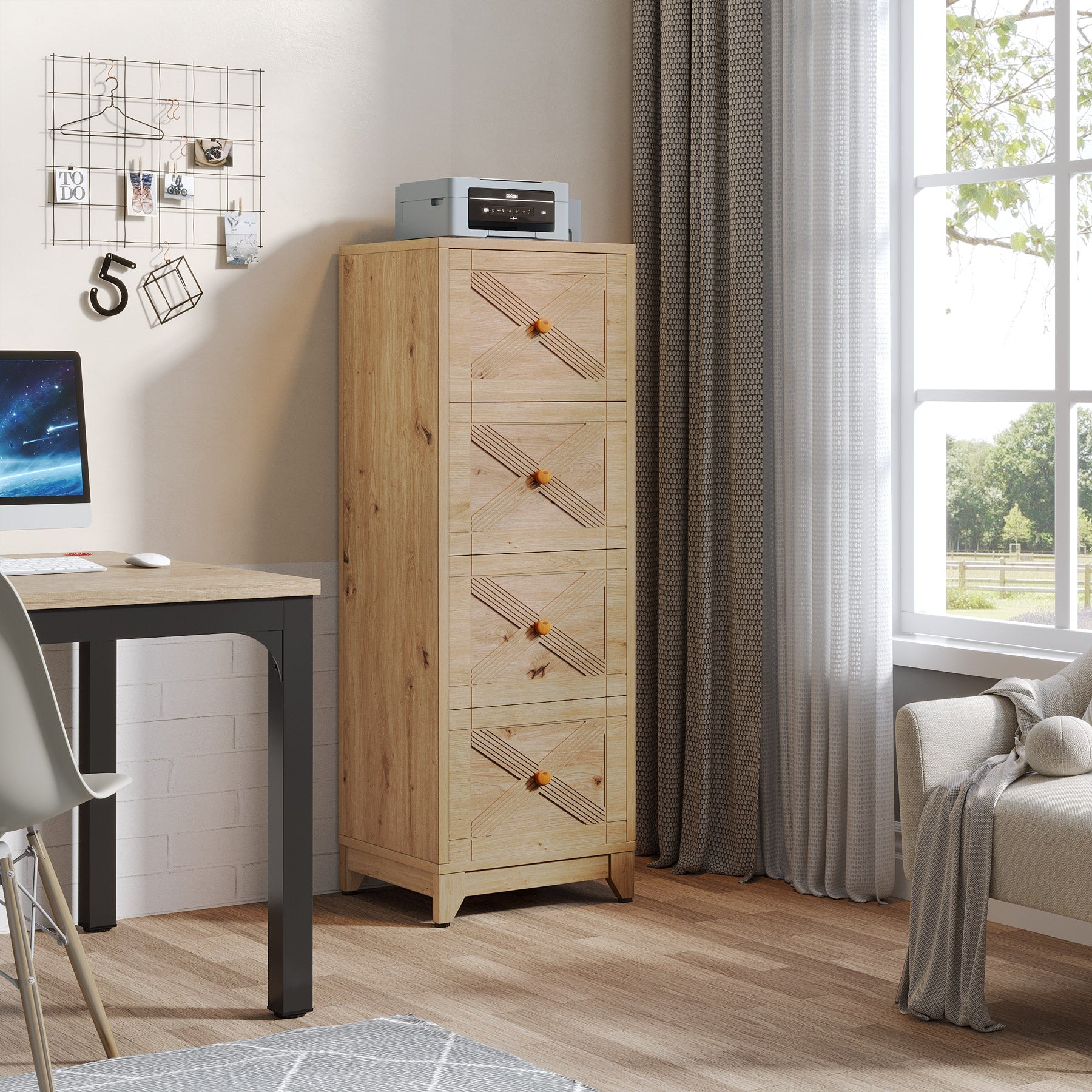 4-Drawer File Cabinet, Vertical Wood Filing Cabinet