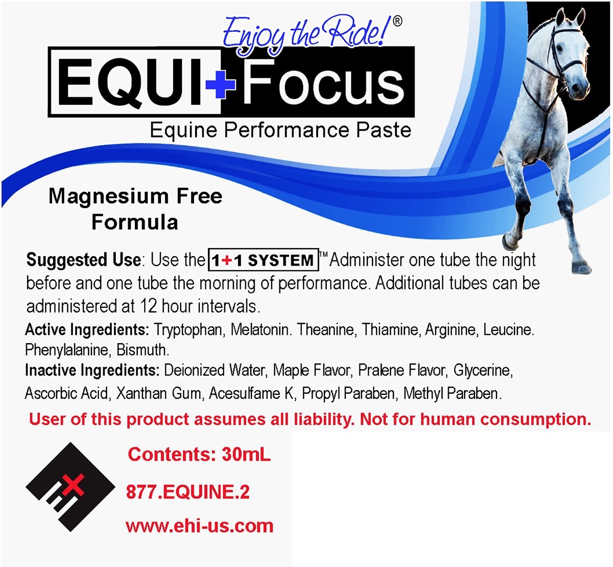 Equine Healthcare International Equi+Focus Molasses Flavor Paste Horse Supplement， 30-cc syringe