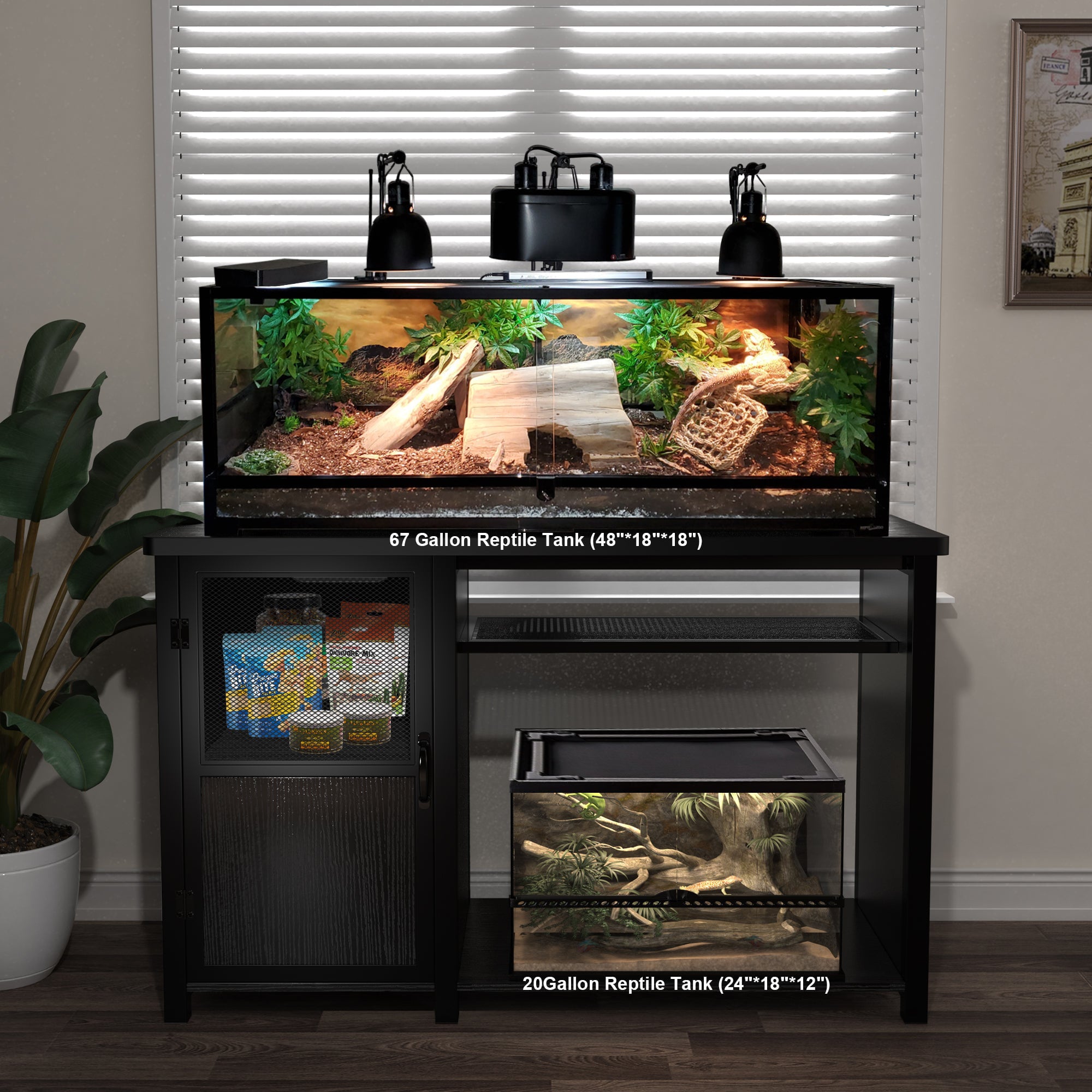 55-75 Gallon Fish Tank Stand Heavy Duty Metal Aquarium Stand with Cabinet，52