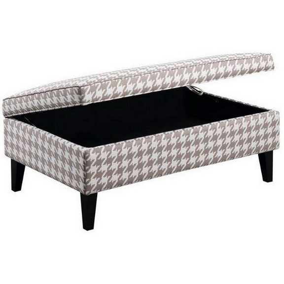 Benjara BM229645 Rectangular Fabric Ottoman with H...