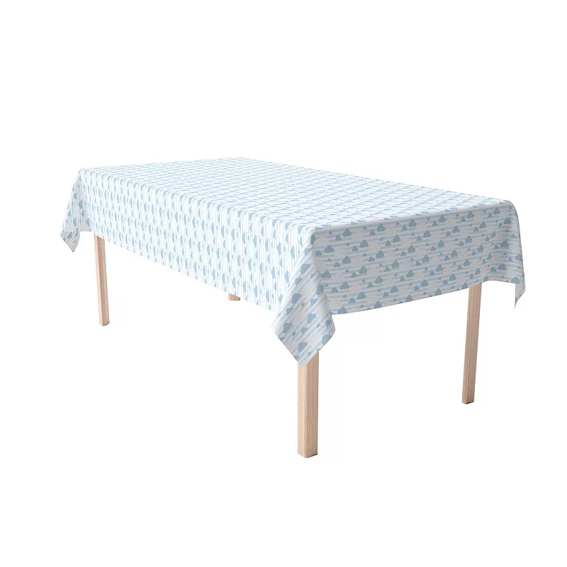 Rectangular Tablecloth， 100% Cotton， 60x104， Blue Clouds and Stripes