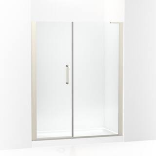 KOHLER Cursiva 60 in. W Pivot Shower Door in Anodized Brushed Nickel K-R707627-8L-BNK