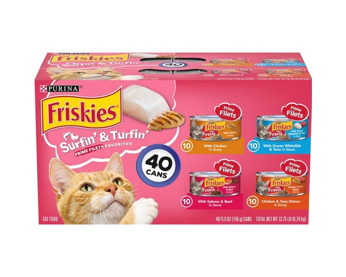 Friskies Surfin  Turfin Favorites Variety Pack Canned Cat Food， 5.5 oz. - Cans Case of 40