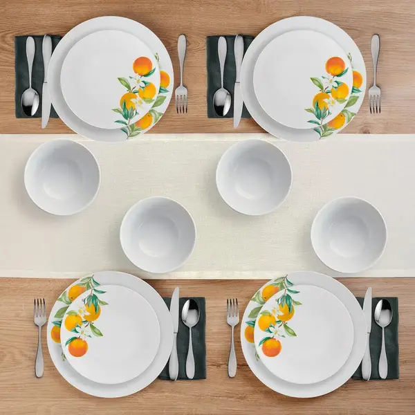 Studio Nova 12 Piece Oranges Porcelain Dinnerware Set