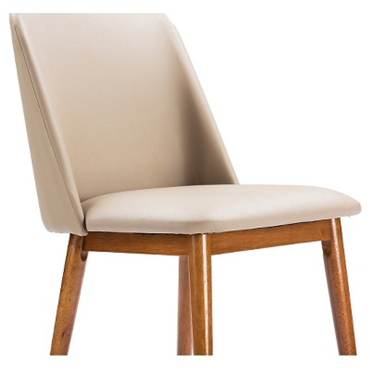 Lavin Mid-Century Faux Leather Dining Chairs - Brown Walnut/Beige (Set Of 2) - Baxton Studio