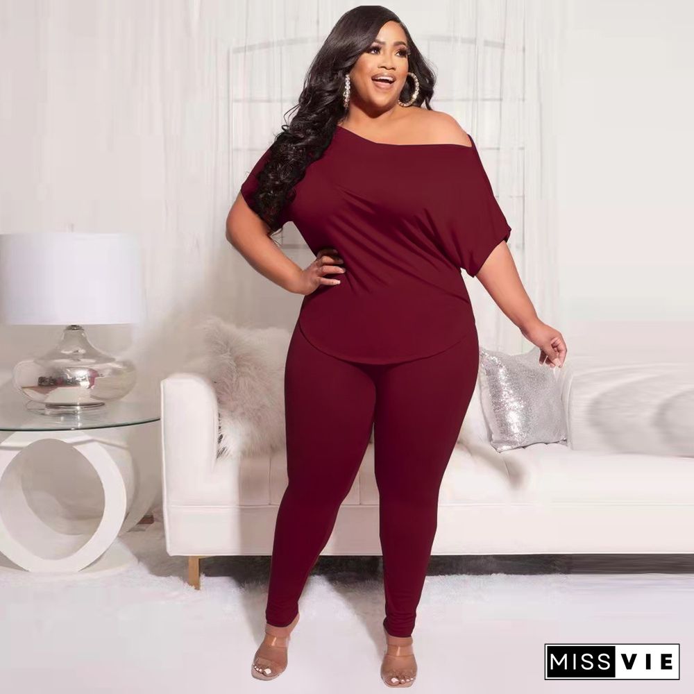 Plus Size Short Sleeve T Shirt Jogger Pants Tracksuits