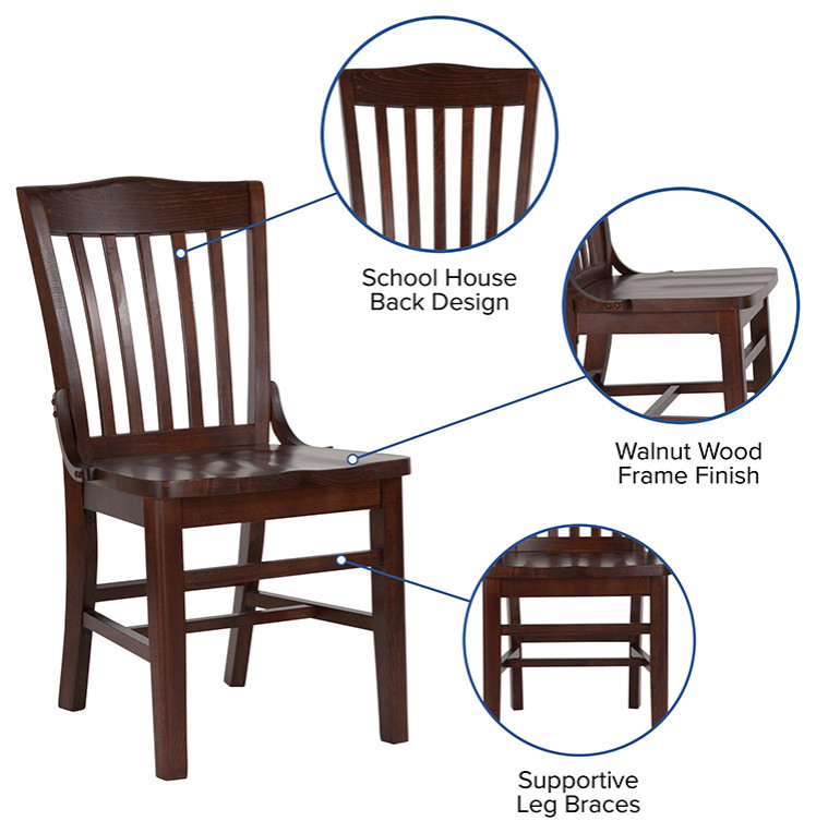 HERCULES Series School House Back Walnut Wood Restaurant Chair   Transitional   Dining Chairs   by First of a Kind USA Inc  Houzz