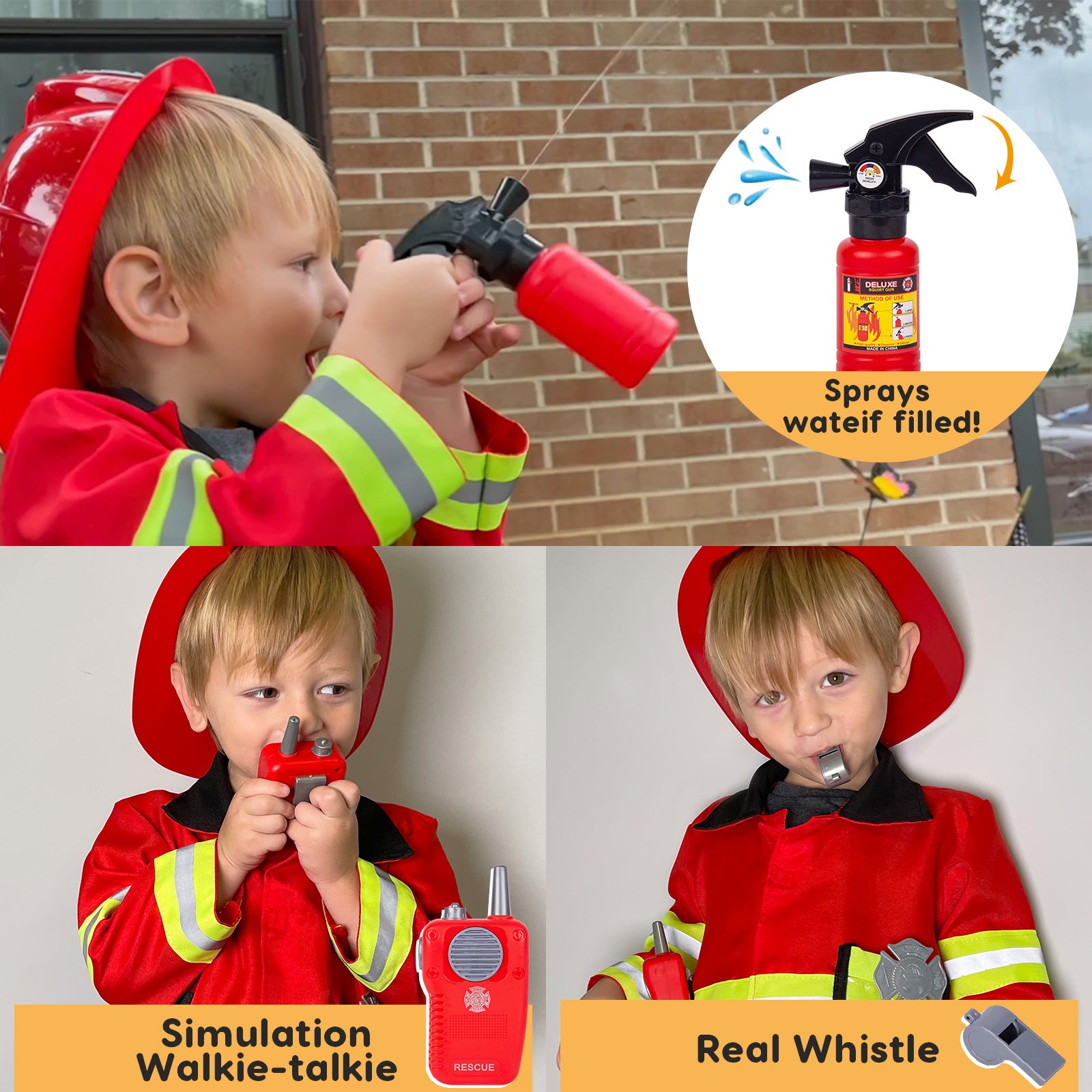 Liberry Fireman Toys for Kids Aged 3-6 Years Old Firefighter Dress Up Indoor and Outdoor