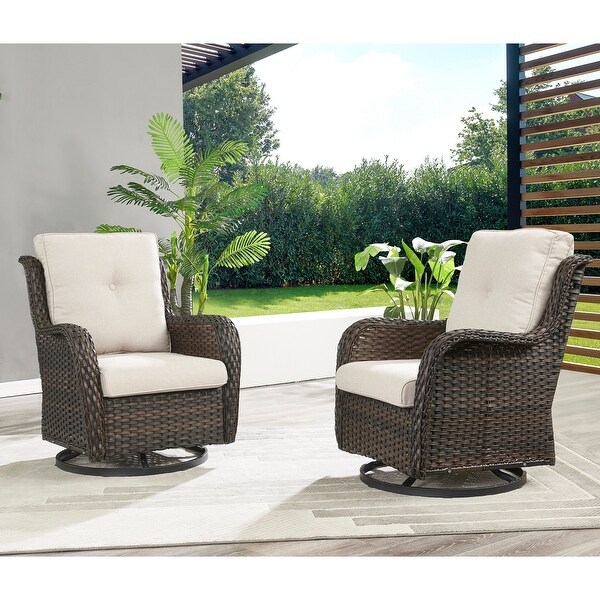 Pocassy 5Piece Outdoor Wicker Sofa Set with Swivel Chairs