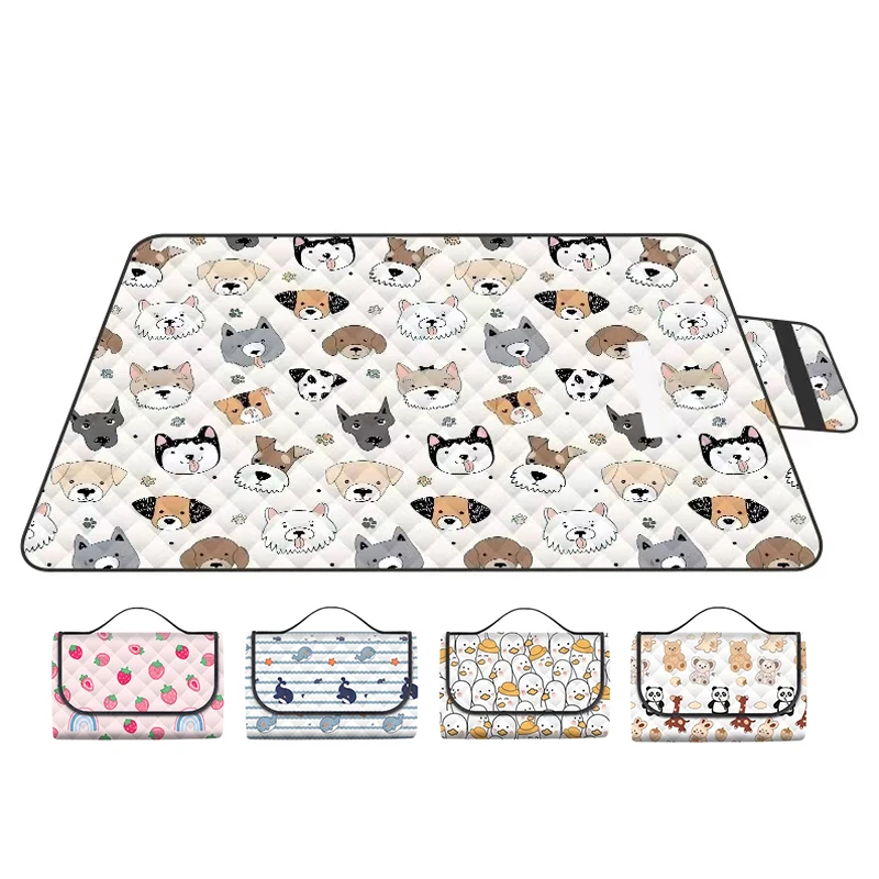 Waterproof Camping Blanket Custom Logo Cute Pattern Washable Blanket Easy Take Outdoor Picnic Blanket Mat