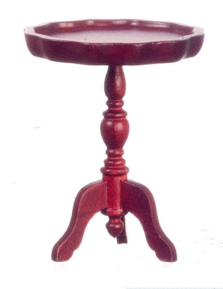 Dolls House Mahogany Round Pie Crust Side Lamp Wine Table Living Room Furniture