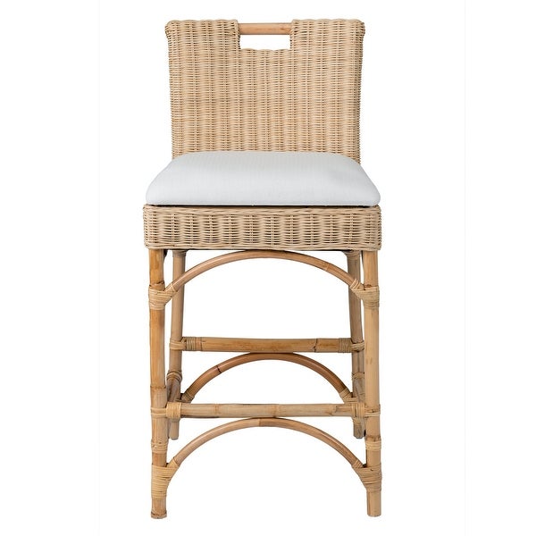 Natural Rattan Cushioned Stool