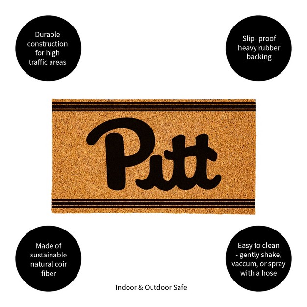 Evergreen University Of Pittsburgh Logo Turf Mat Brown 28 X 16 Inches Indoor Outdoor Doormat