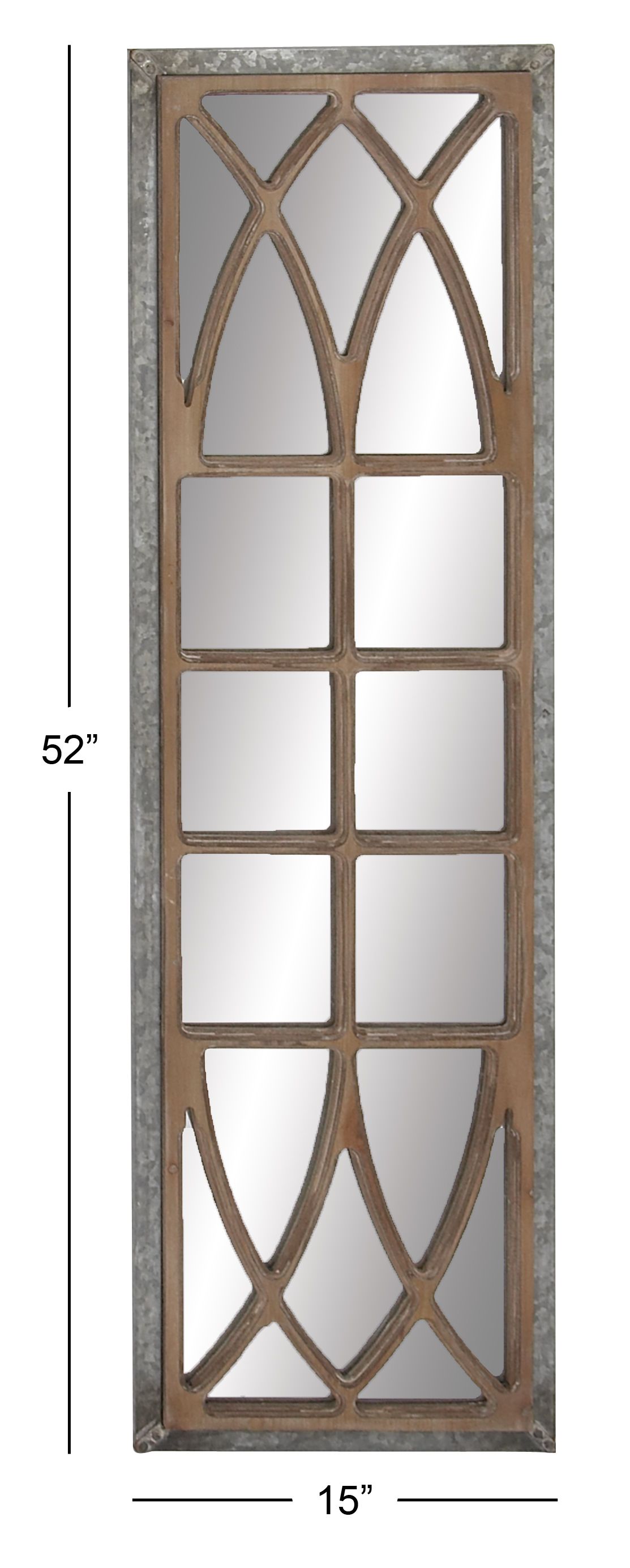 Brown Farmhouse Metal Wall Mirror 52 x 15