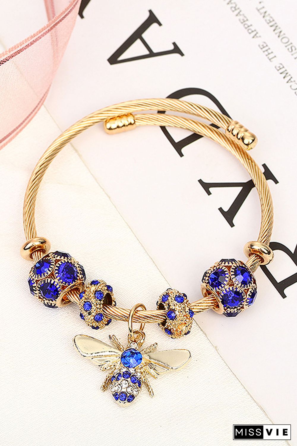 Stainless Steel Diamond Bee Bead Bracelet Wholesale MOQ 5pcs