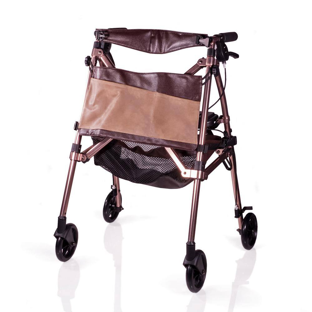 SIGNATURE LIFE Elite Travel Standard 4-Wheeled Rollator with Seat in Champagne Gold 7670-CG