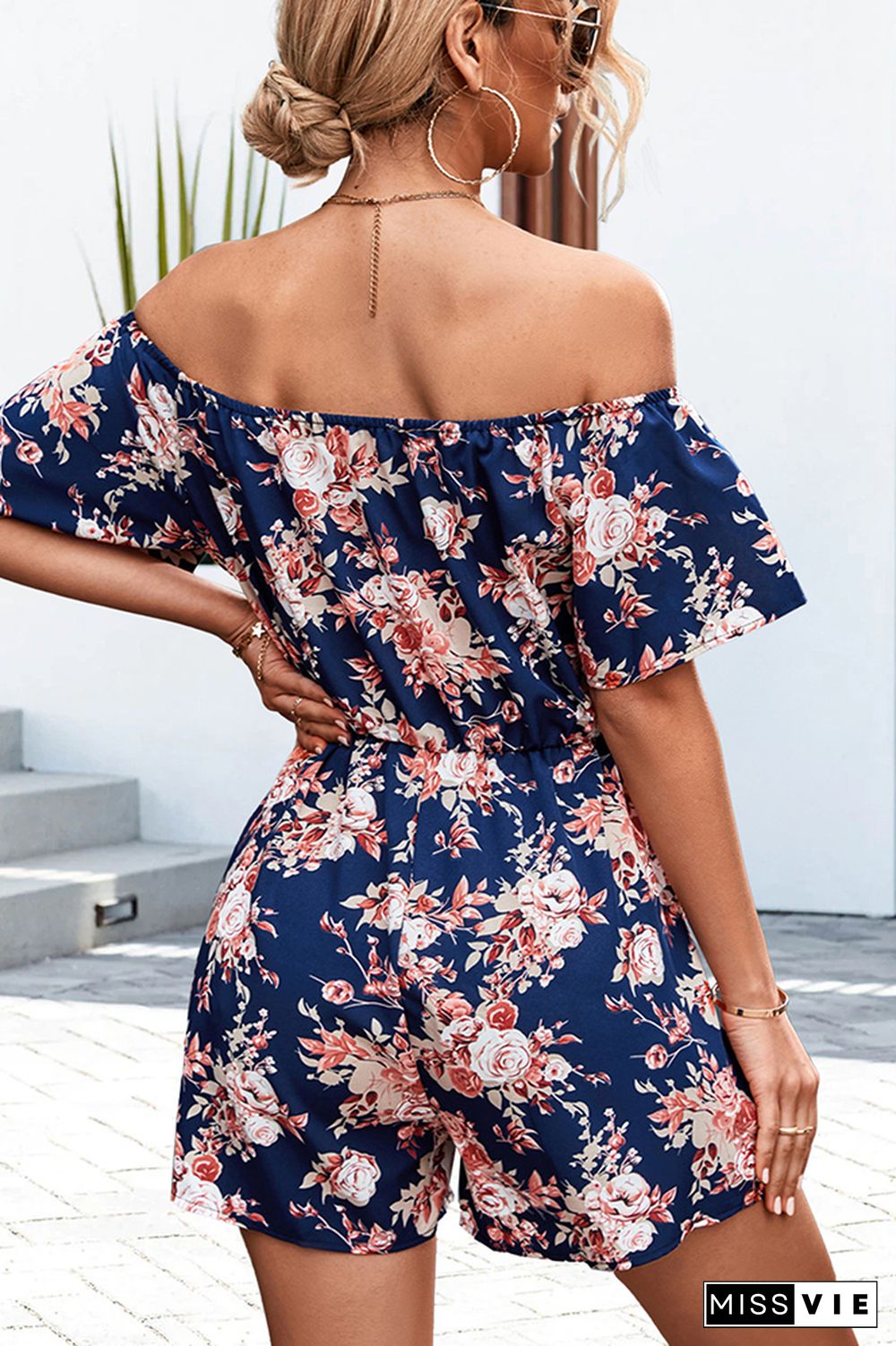 Off Shoulder Floral One Piece Romper