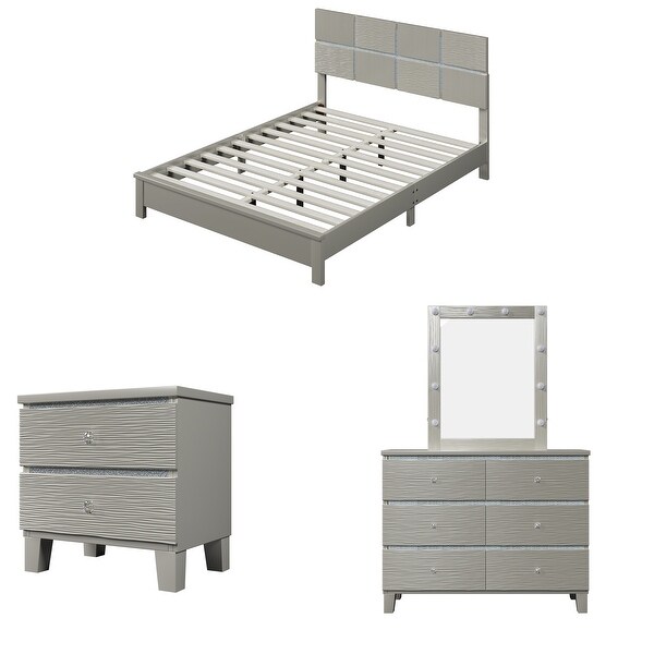 5 pieces Champagne Silver Bedroom Sets - - 37840657