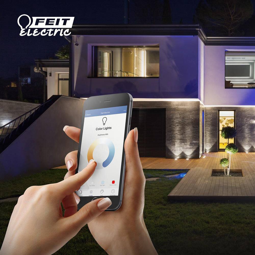 Feit Electric 12-Volt 12-Watt LED Color and Tunable White Smart Home Wi-Fi Connected Wireless Landscape Light No Hub Required (4-Pack) LVLANDSCAPERGBWAG4