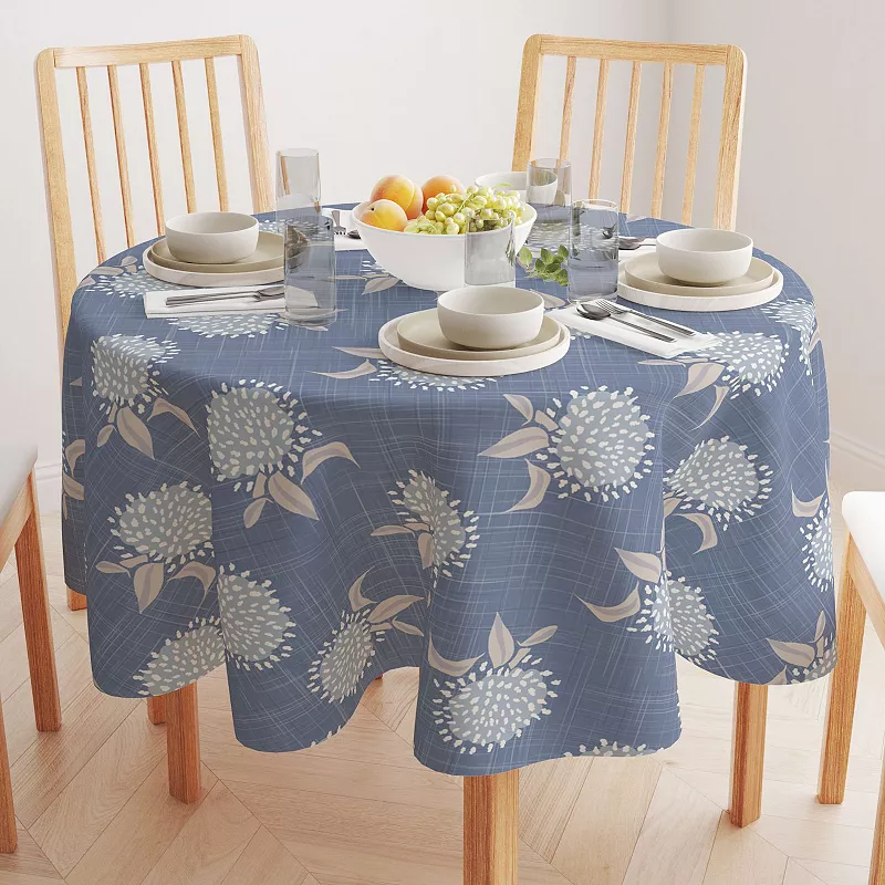 Round Tablecloth， 100% Polyester， 70 Round， Country Floral Design