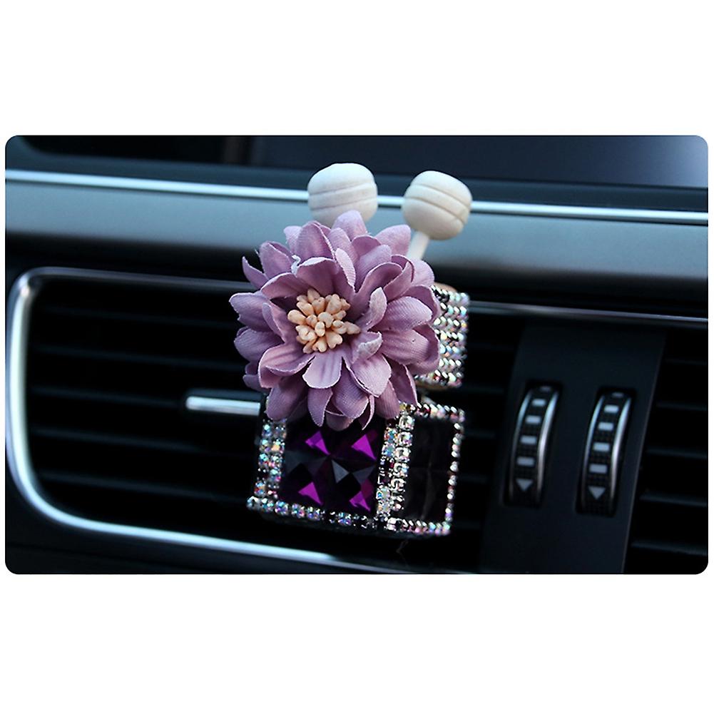 Bling Car Air Vent Perfume Clip Bottle With Flower Crystal Rhinestones Auto Vehicle Fragrance Diffuser Air Freshener Perfume Diffuser Fragrance Bottle