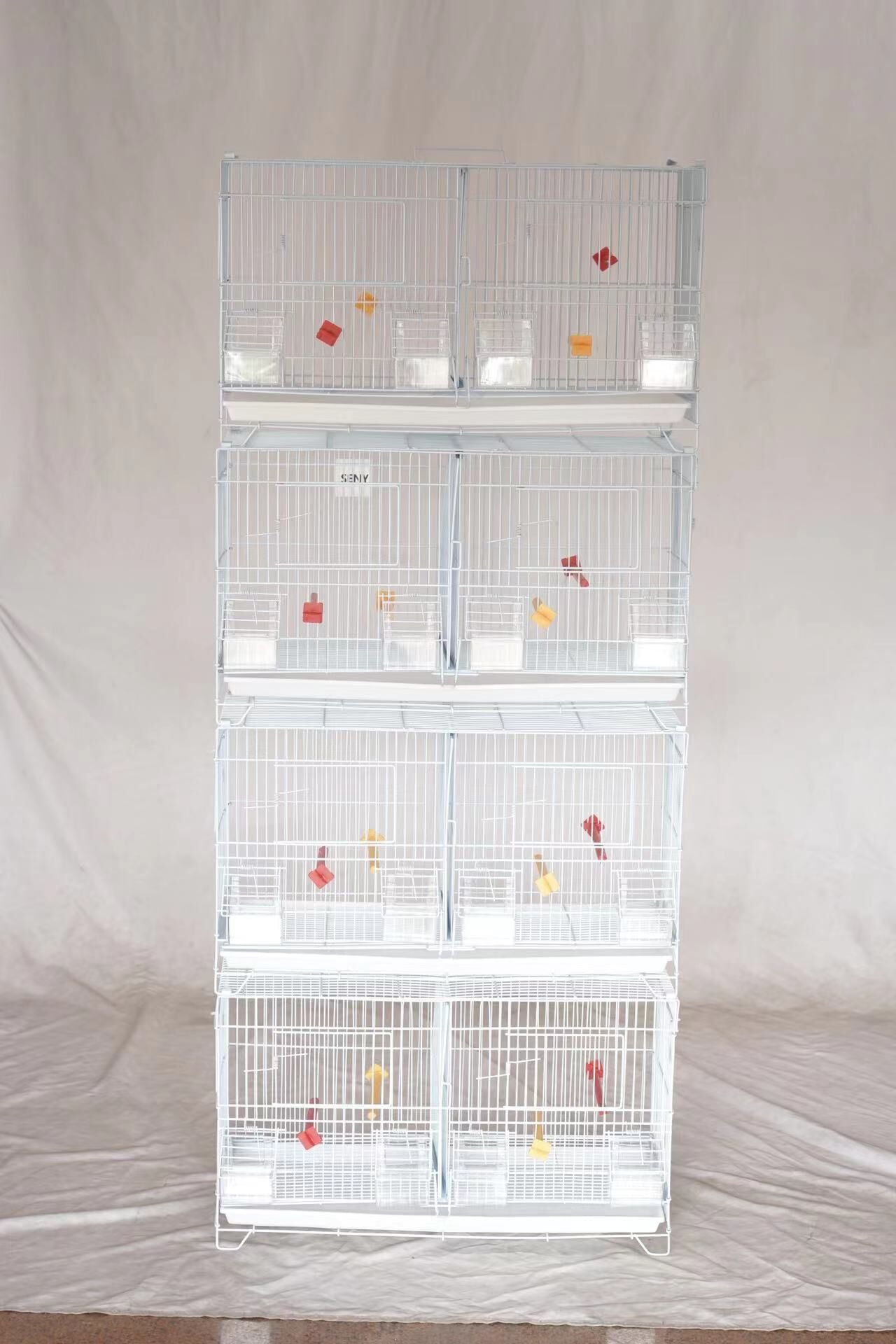 Seny Set of 4 Stackable Breeding Bird Cage for Canary Finch Small Birds， White