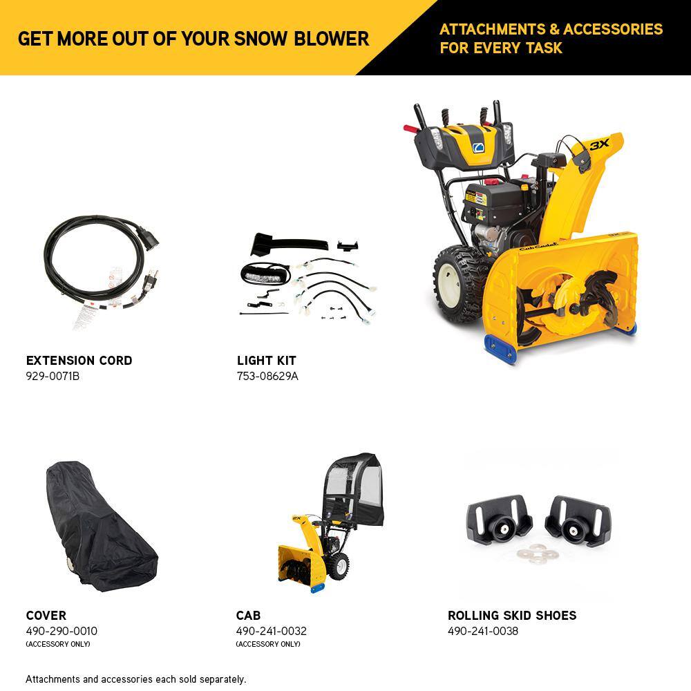 Cub Cadet 28 in. 357cc Three-Stage Electric Start Gas Snow Blower with Steel Chute Power Steering and Heated Grips 3X 28