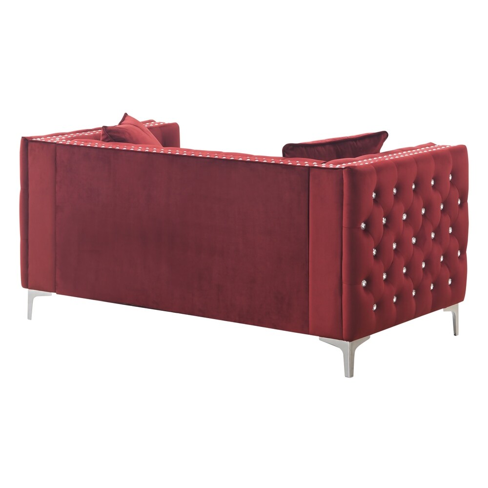 Paige 63 in. Velvet 2 Seater Sofa with 2 Throw Pillow   63\