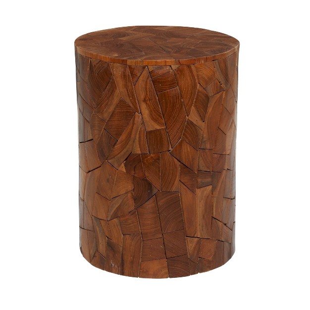 Contemporary Teak Wood Accent Table Dark Brown Olivia amp May