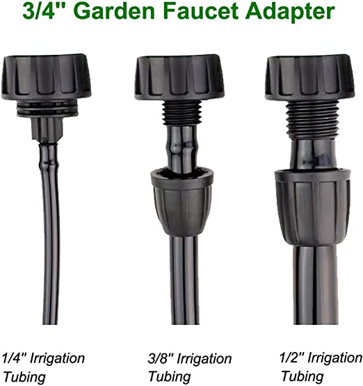 Egebert Drip Irrigation Hose Connectors，1/4 Inch Drip Irrigation Tubing x 3/4 FHT Swivel Garden Faucet Adapter， Convert 3/4