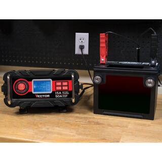 VECTOR 15 Amp Automatic 12V Battery Charger with 50 Amp Engine Start and Alternator Check BC15BV