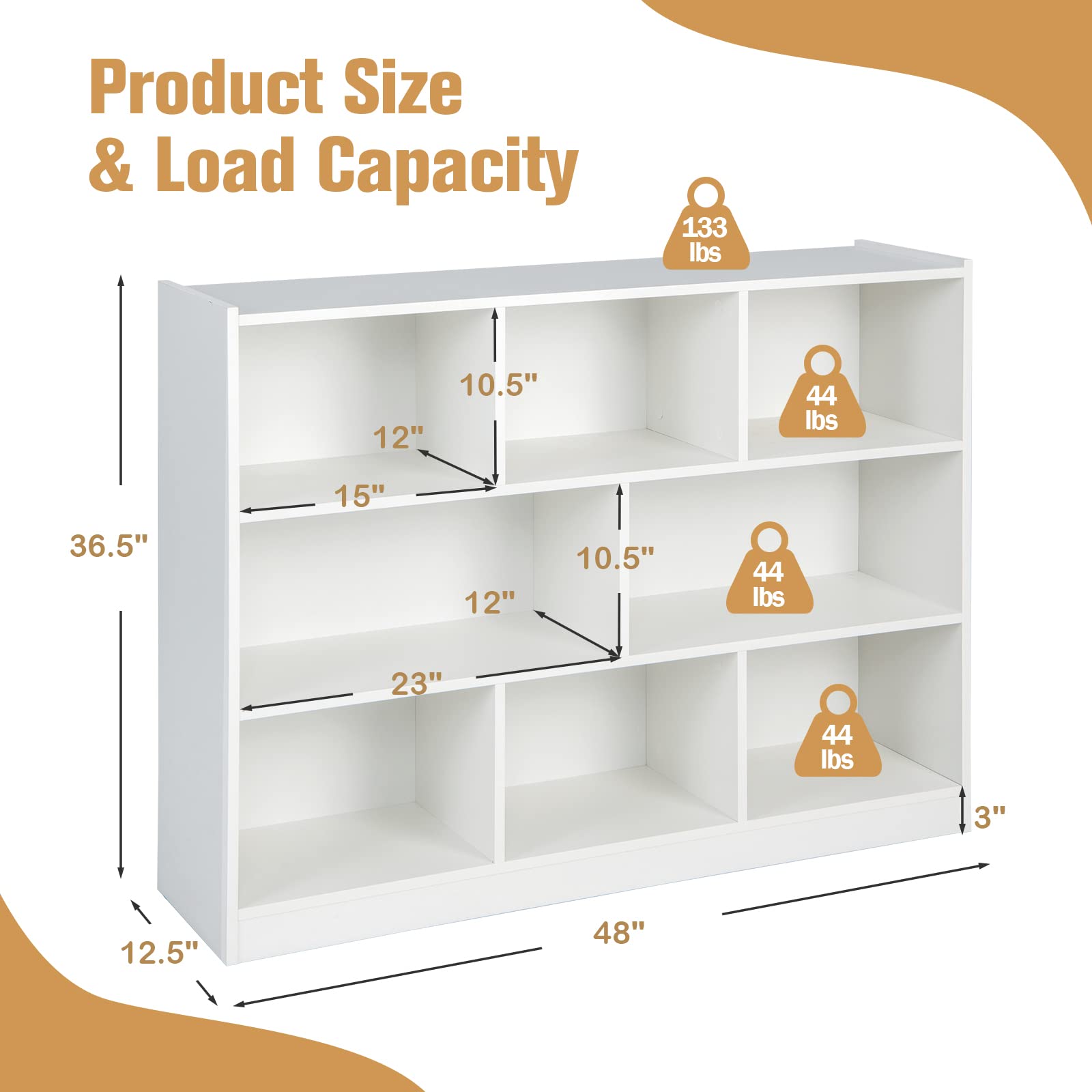 Costzon Toy Storage and Organizer, Wooden 8 Compartment Kids Bookshelf