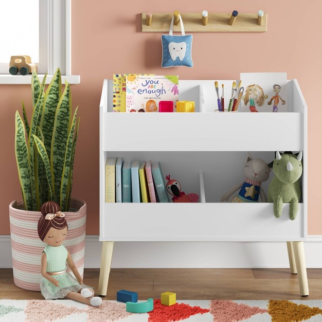 Modern Two Shelf Toy Kids x27 Bin White