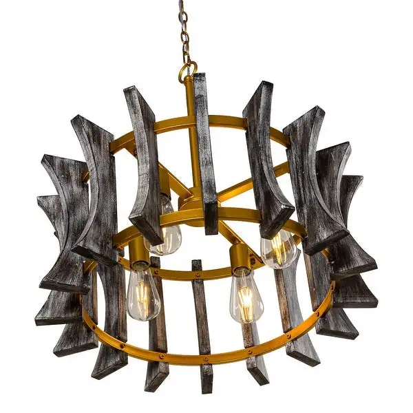 Antique Grey/ Gold Wooden 4-Light Porch Chandelier Shopping - The Best Deals on Chandeliers