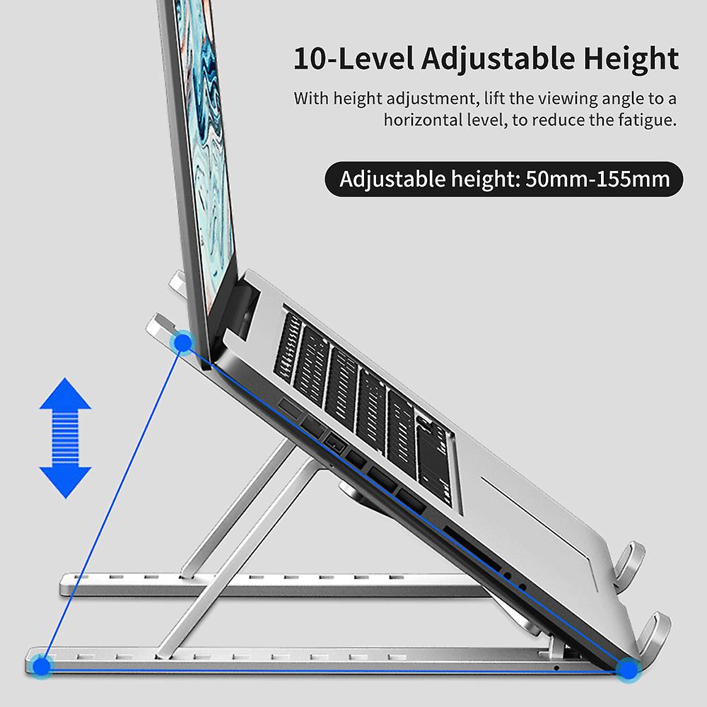 Laptop Stand Ultra-thin Notebook Support Holder 10-level Adjustable Height Foldable Computer Holders Desk Dock Bracket For Laptop Tablet Pc Black