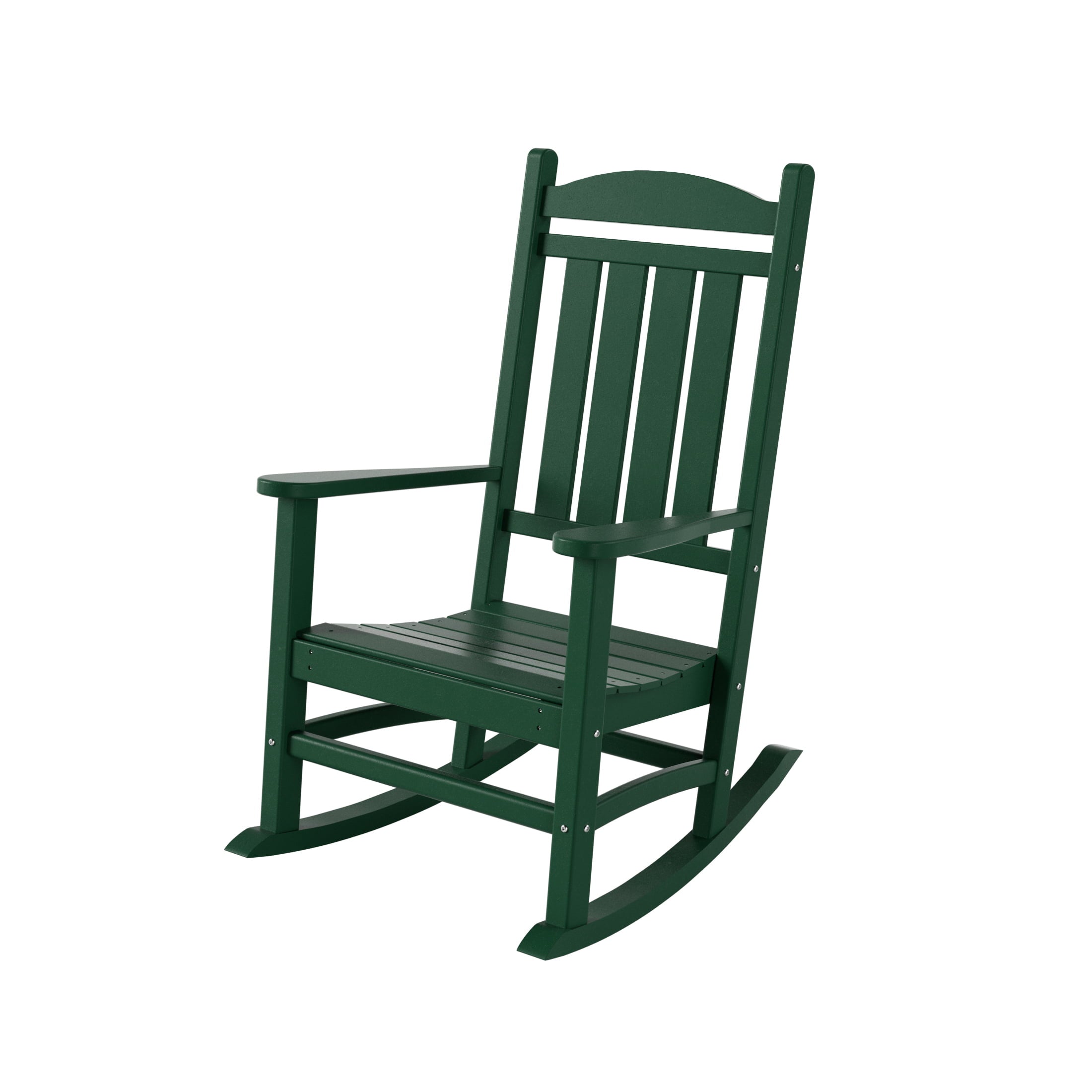 WestinTrends Malibu Outdoor Rocking Chair Set of 2, All Weather Poly Lumber Adirondack Rocker Chair with High Back, 350 Lbs Support Patio Rocking Chair for Porch Deck Garden Lawn, Dark Green