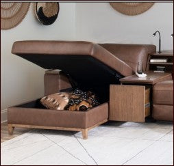 Positano Sectional in Havana Brown Leather 4-Pc Set