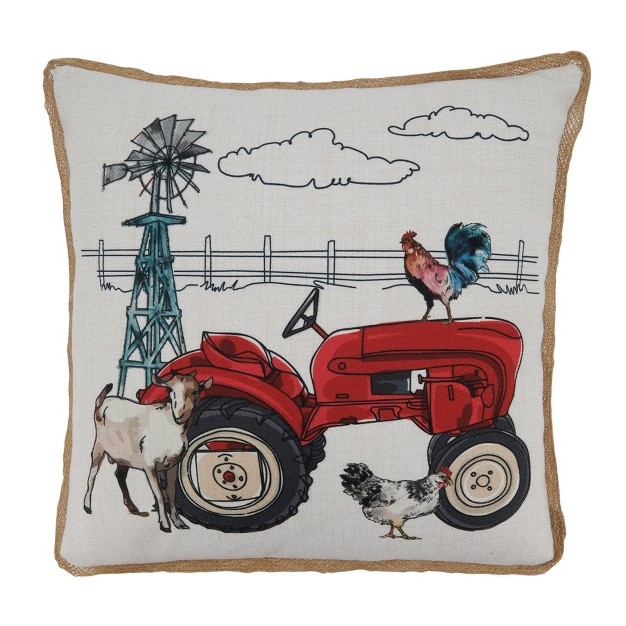 Saro Lifestyle Farm Tractor Decorative Pillow Cover