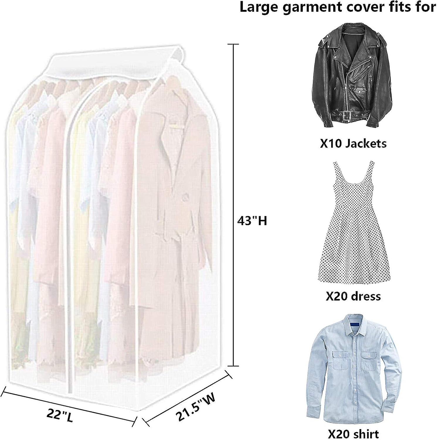 Garment Bag Organizer Storage With Translucent Fabric， Large Translucent Clothing Dustproof Cover，hanging Storage Bag， Garment Bags For Closet Storage