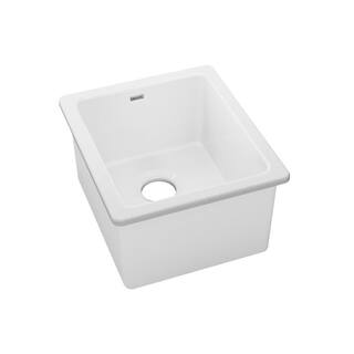 Elkay White Fireclay 16 in. Undermount Bar Sink SWU1517WH