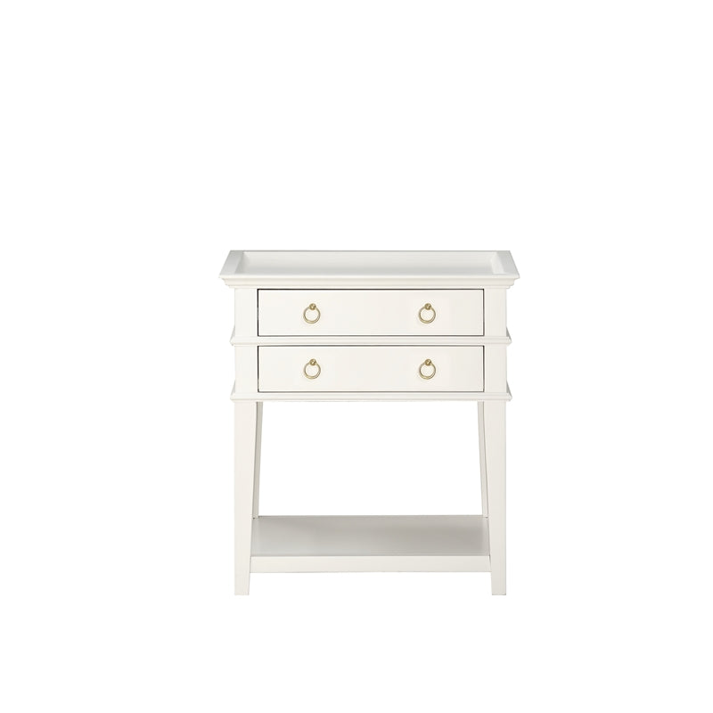 Comfort Pointe Clara 2-Drawer Tray Top Wood Nightstand in White