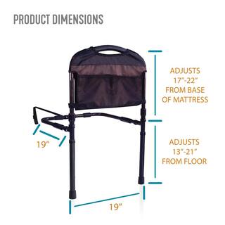 Stander 19 in. Stable Bed Rail with Adjustable Support Legs and Organizer Pouch in Brown 5800