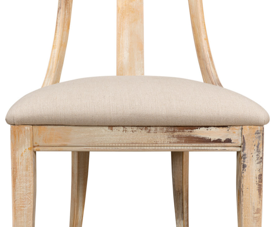 Deco Dining Chairs Set of 2 Antique Oak Linen Flax   Contemporary   Armchairs And Accent Chairs   by Sideboards and Things  Houzz
