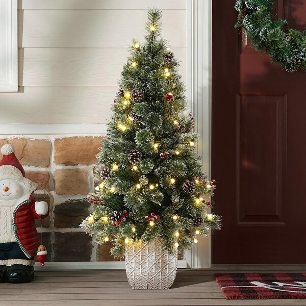 4Ft PreLit Artificial Pine Tree Potted Christmas Tree