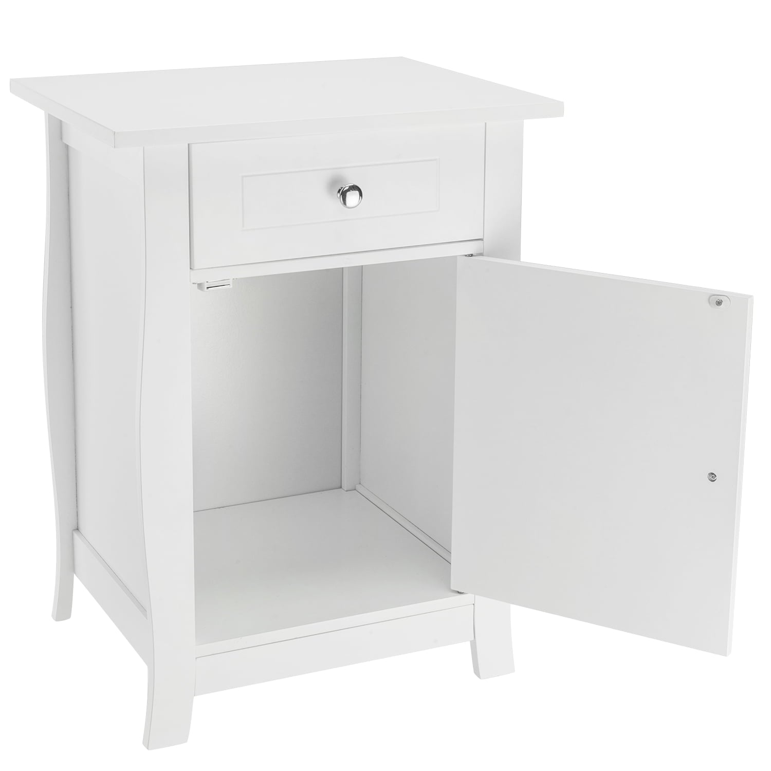 Ktaxon Single Door Bedside Cabinet with A Drawer,White