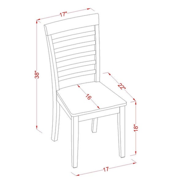 Milan Modern Mahogany Finish Kitchen Chairs with Ladder Back Style - Set of 2 (Seat's Type Options)